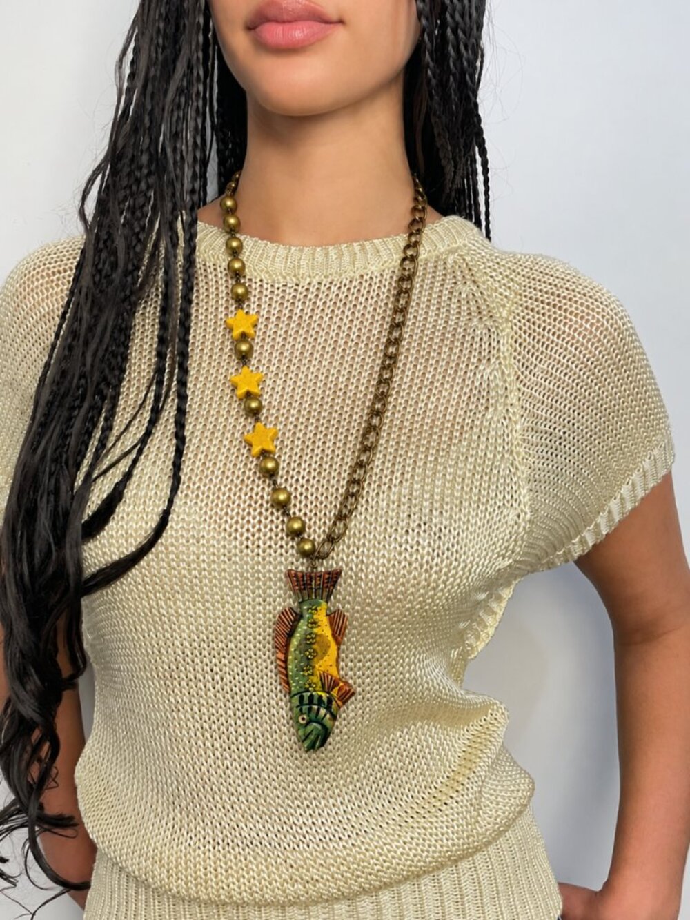 GYPSY SOUTH WOOD CARVED FISH NECKLACE